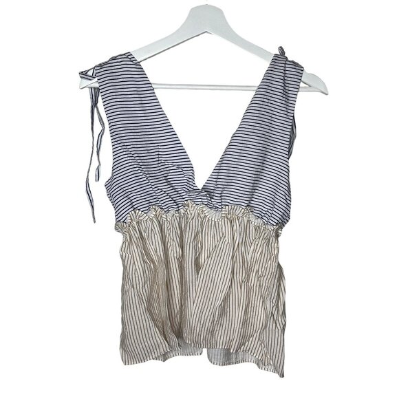 NSR Women’s Small Sleeveless Blue White Striped Tank Top Blouse - Picture 7 of 11